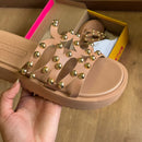 Sandália Moleca Papete com Bolinhas Douradas 5489.121